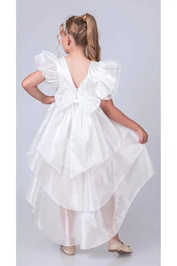 Детское вечернее платье для девочек с коротким рукавом Begonya Bebece Kids, White — фото 3