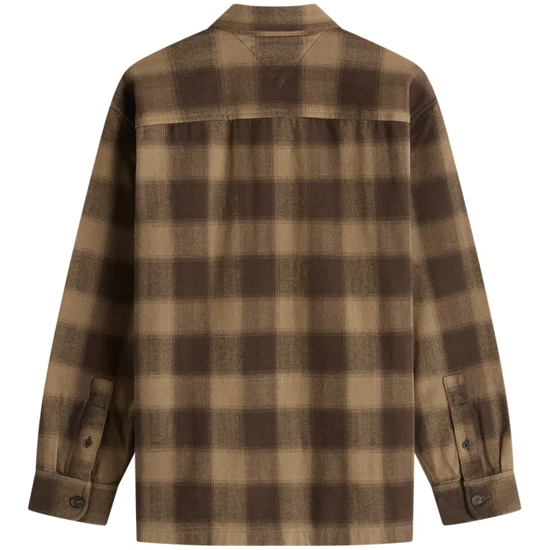 Мужская рубашка с принтом в клетку Tommy Hilfiger, Khaki Brown Plaid — фото 3