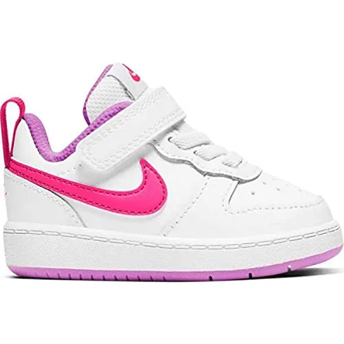 Детские кроссовки для мальчиков с кожаным верхом NIKE Court Borough Low 2, White Pink Purple — фото 2