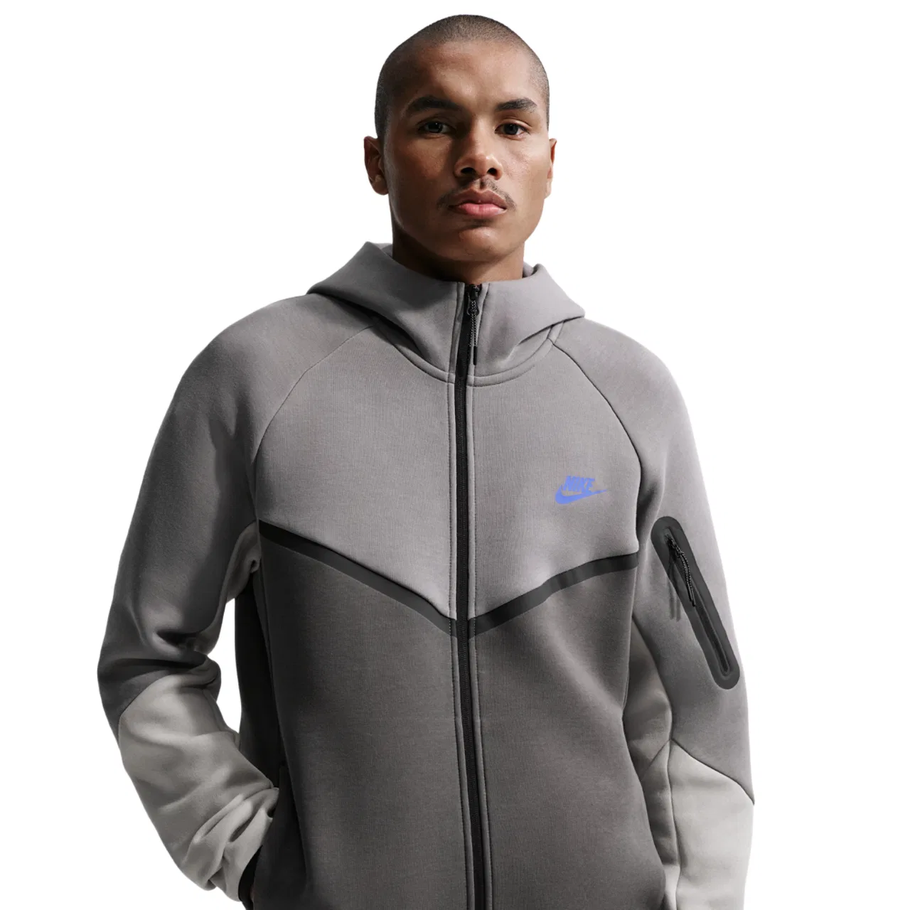 Мужская олимпийка Tech Fleece Windrunner Nike, цвет Pencil Point/Medium Ash/College Grey — фото 3