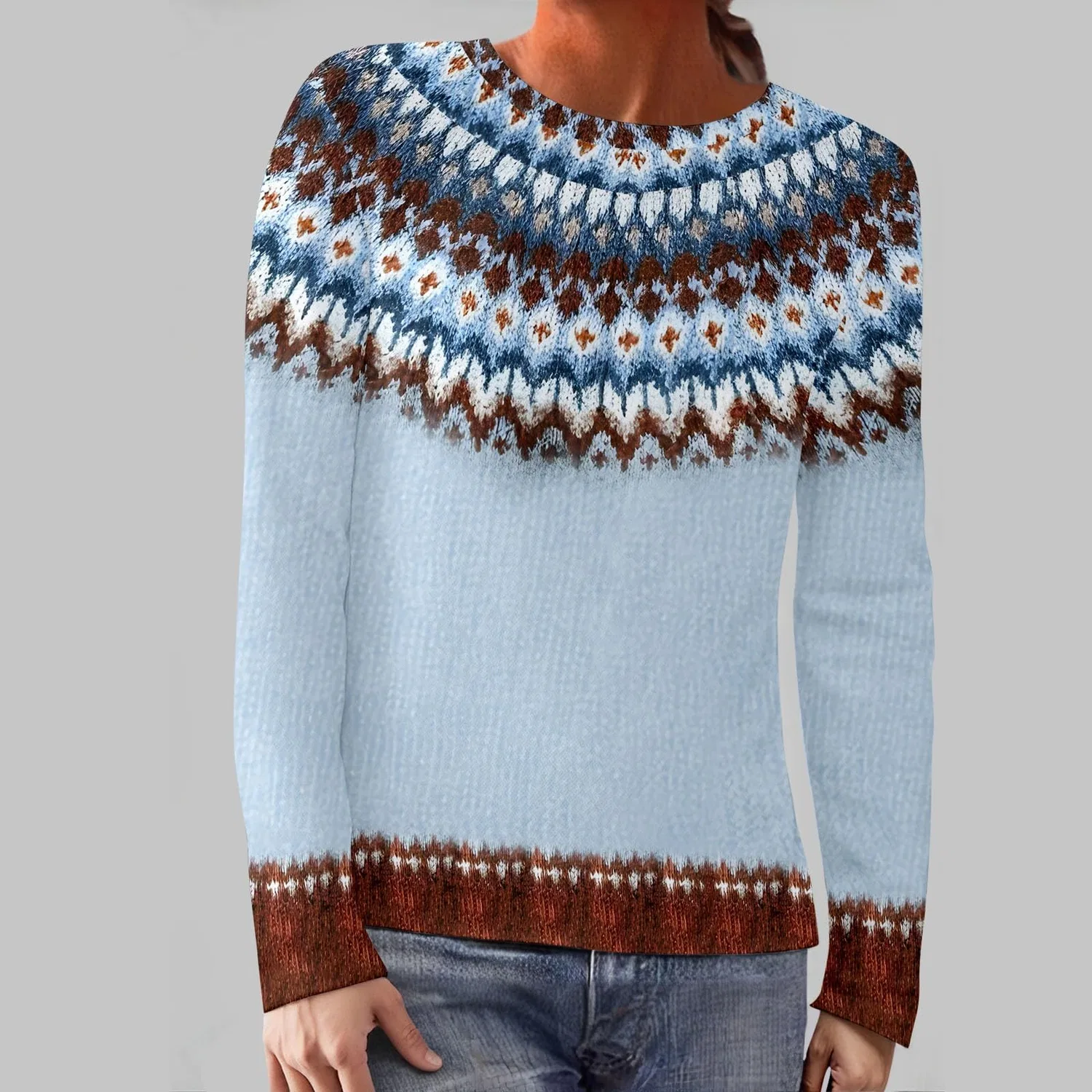 Женский свитшот с принтом Mountain Women's Warm Elegant, F-light Blue — фото 2