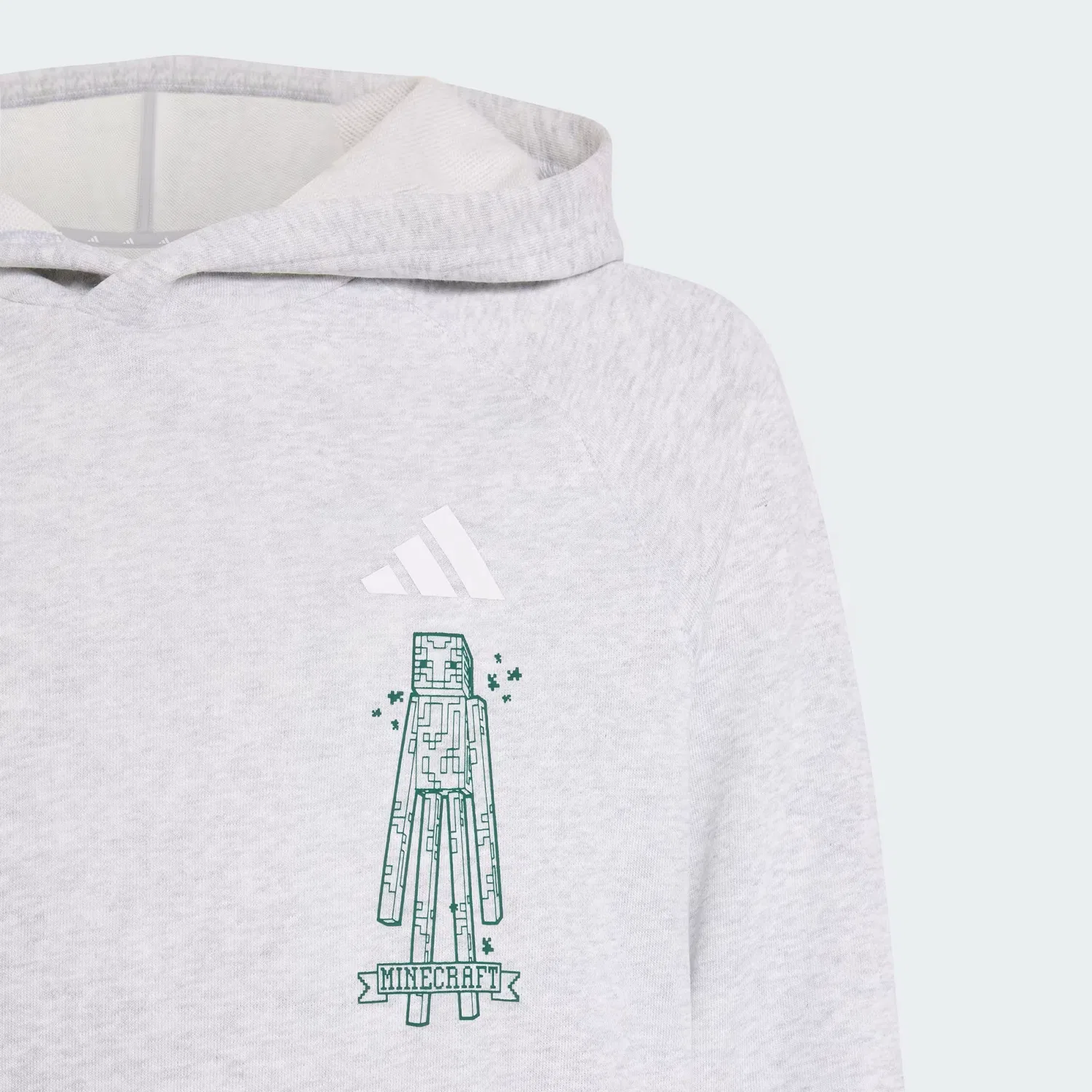 Детское худи с капюшоном и принтом Minecraft Adidas Sportswear, светло-серый меланж/белый — фото 4