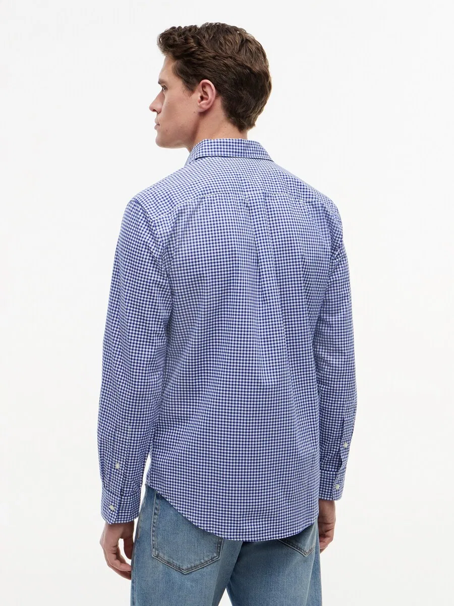 Рубашка на пуговицах TOMMY HILFIGER прямого кроя, цвет «Regular Fit Flex Gingham», синяя — фото 3