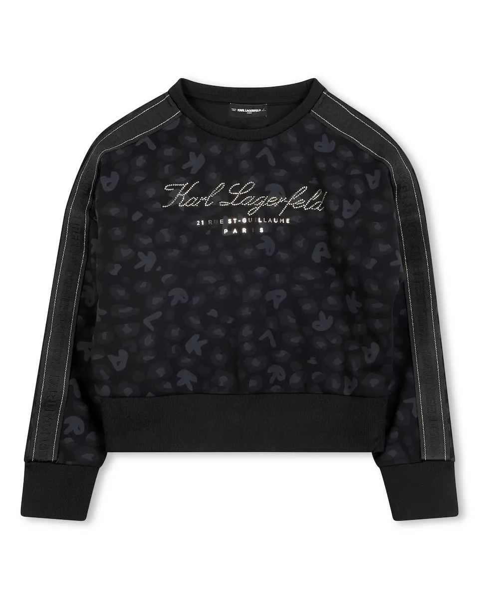 

Детский свитер черного цвета с длинными рукавами Karl Lagerfeld Kids