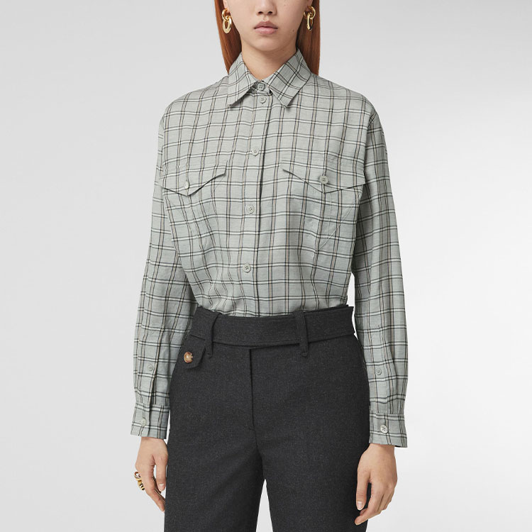Рубашка Burberry, женская, серый, загородный курорт — фото 3