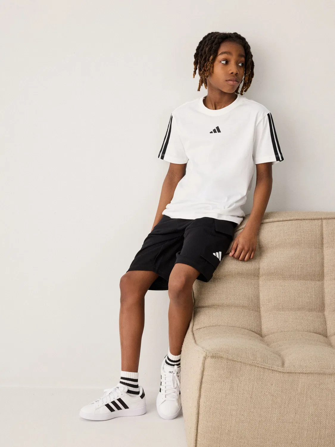 Футболка хлопковая Essentials adidas, белый, черный — фото 2