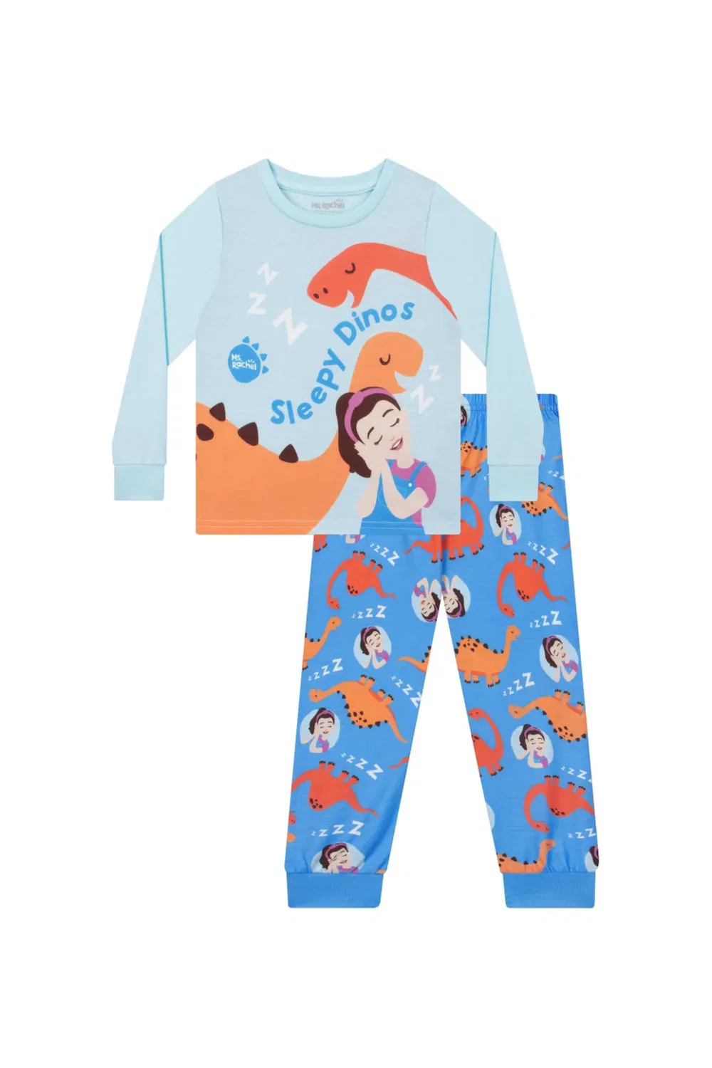 Детская пижама с длинным рукавом Sleepy Dinos Ms. Rachel, Blue