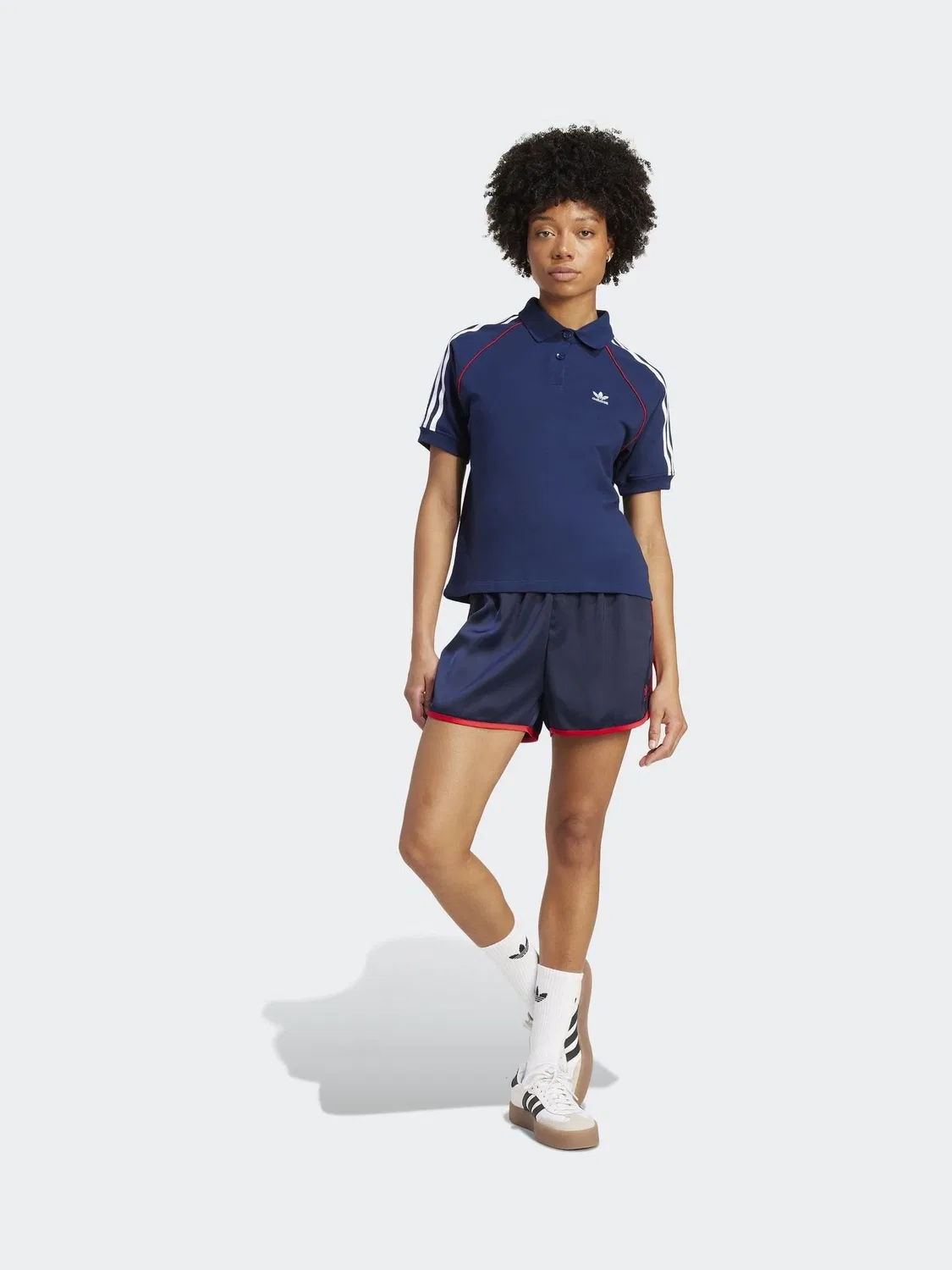 Шорты Sprinter, сатиновые, adidas Originals, темно-синий/красный — фото 3