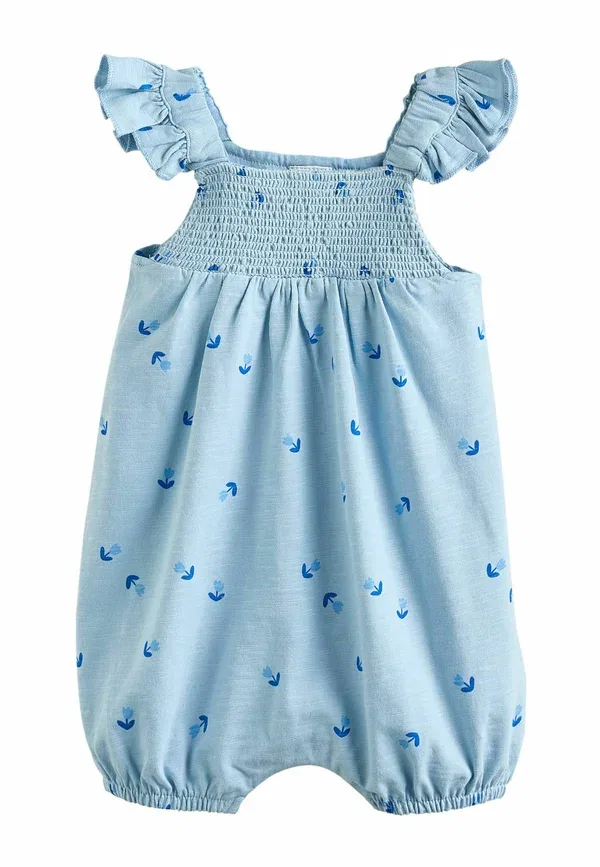Комплект боди с цветочным принтом Regular fit - smocked baby rompers 2 pack set, Next, Yellow and Blue Floral, синий/желтый — фото 2