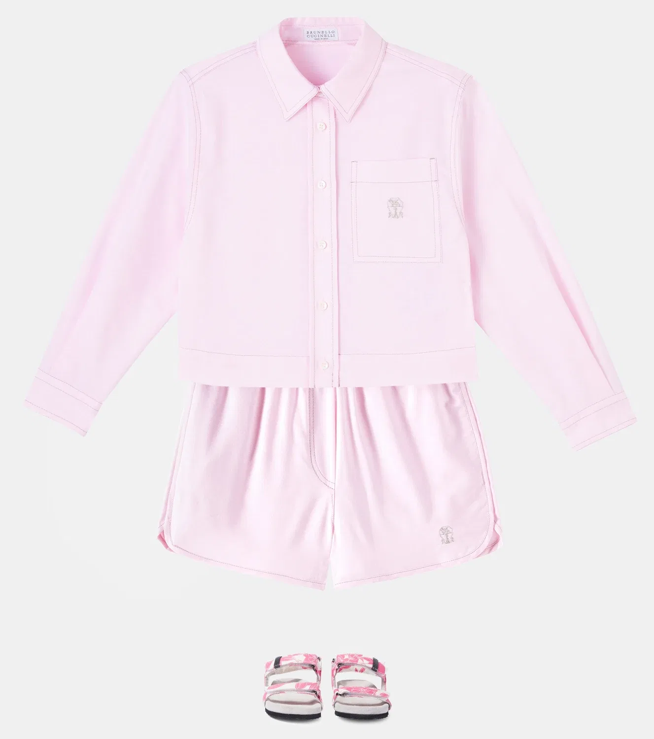 Шорты-бермуды хлопковые Brunello Cucinelli Kids, розовый — фото 2