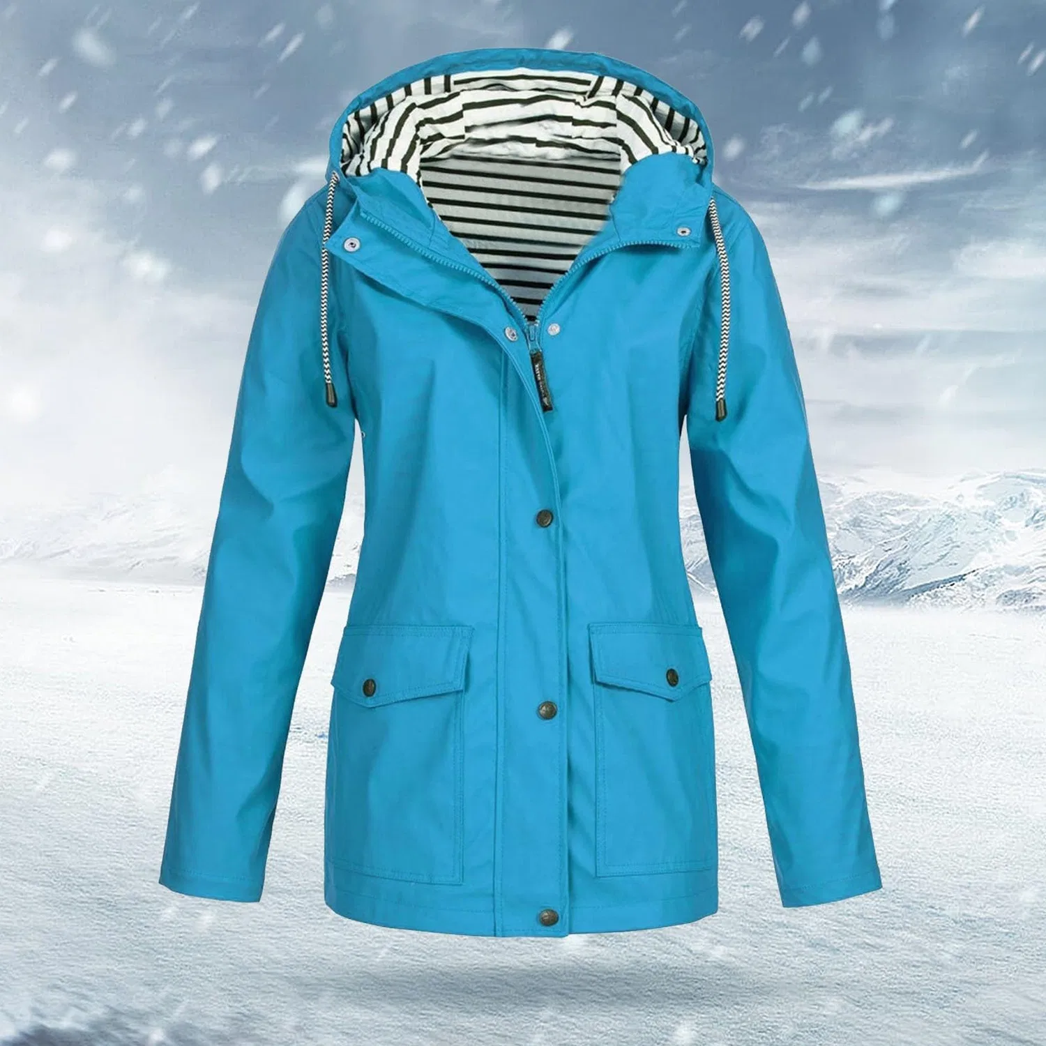Женская ветрозащитная куртка с капюшоном, blu cielo — фото 2