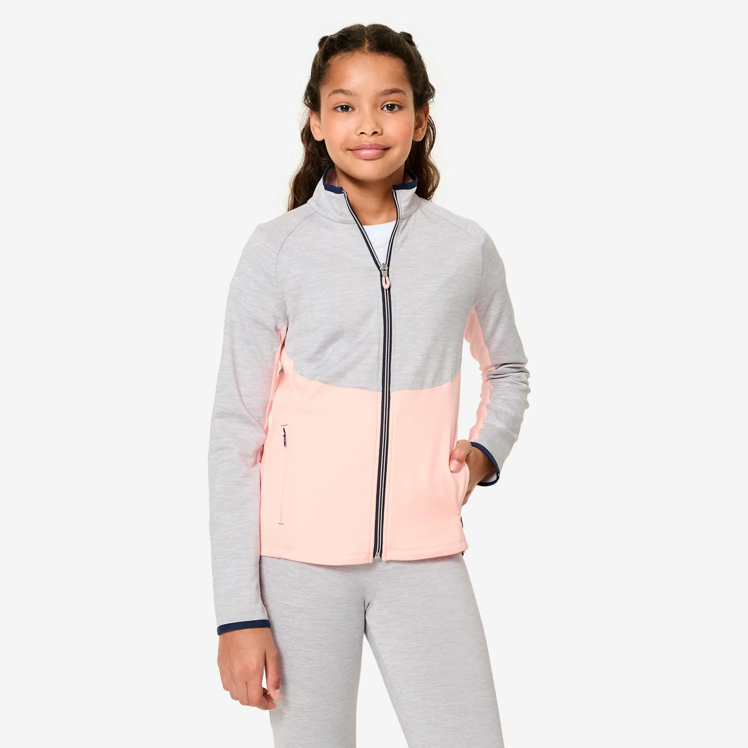 Детский спортивный костюм с длинным рукавом Decathlon, Perlgrau Fluoreszierendes Blassrosa — фото 2