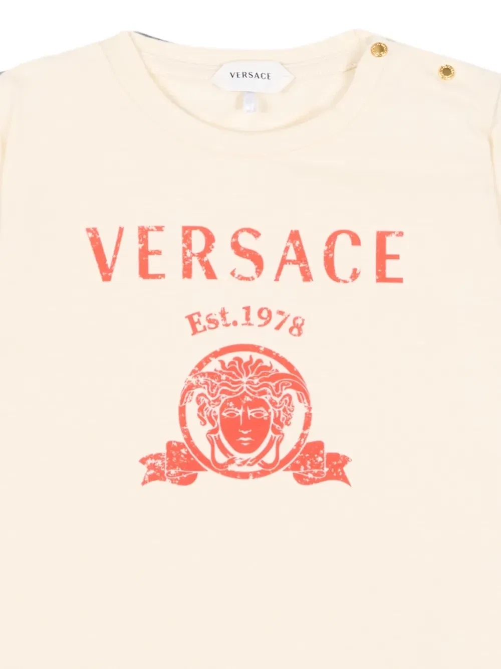Футболка с логотипом Медузы Versace Kids, бежевый — фото 3