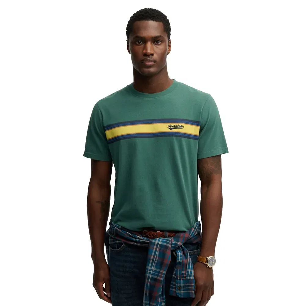 Футболка с коротким рукавом Outdoor Stripe Logo Rlxd Superdry, зеленый