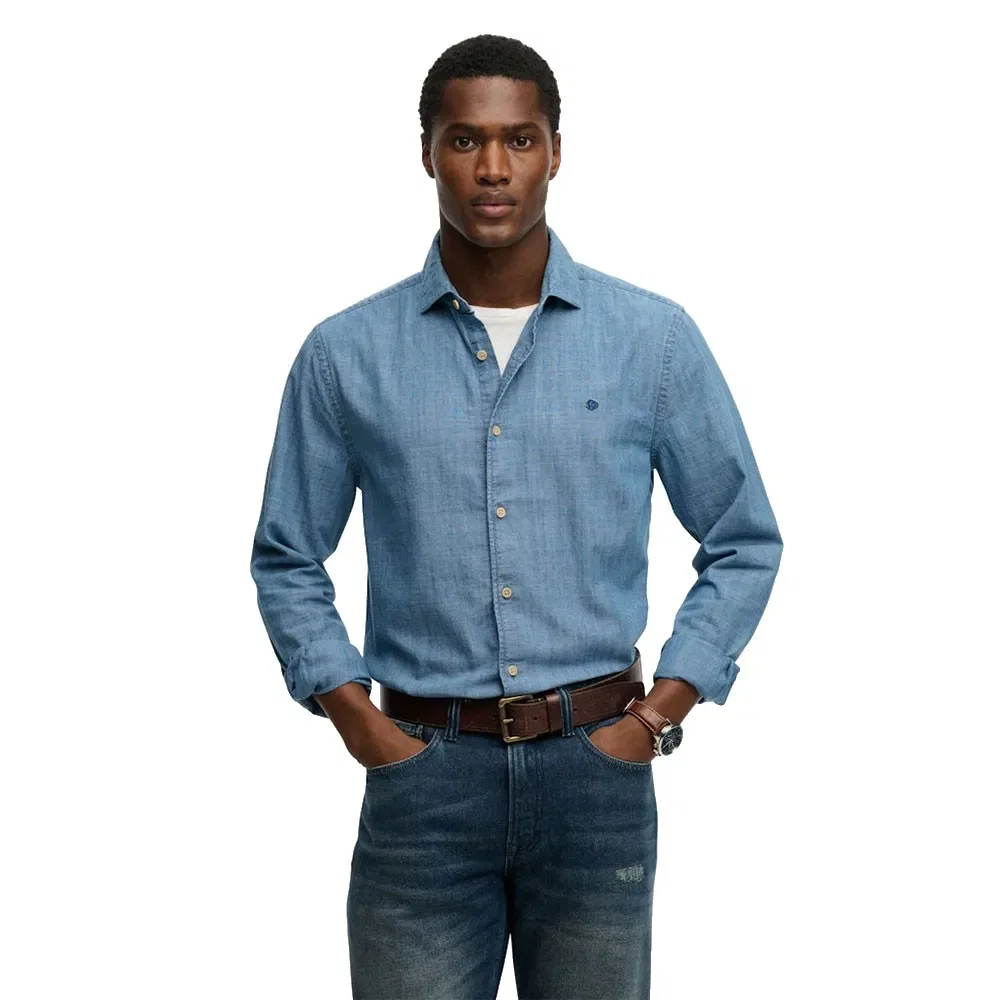 Мужская рубашка из шабре с длинным рукавом Superdry, Blue