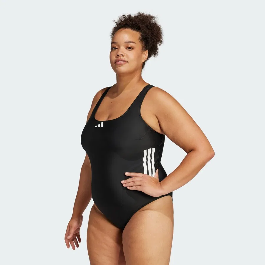 Купальник-бралетт ADIDAS PERFORMANCE Active '3-Stripes C-Back Plus Size ' черного цвета — фото 2