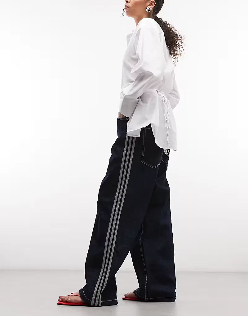 Широкие джинсы Adidas Originals, темно-синий — фото 2