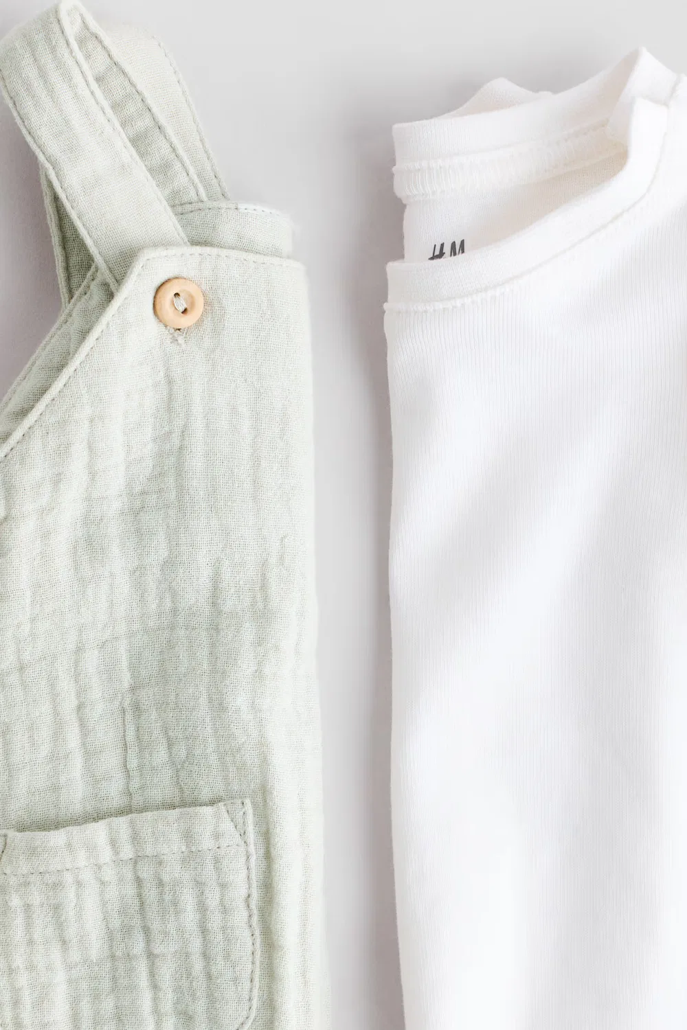 Комплект из двух предметов из хлопка H&M, Helles Mattgrün/Weiß — фото 2