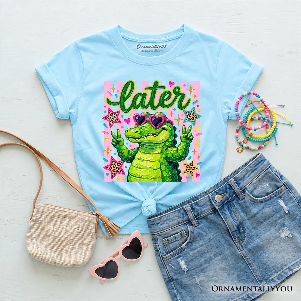 Детская футболка для девочек с принтом аллигатора Cute Alligator OrnamentallyYou, Sky