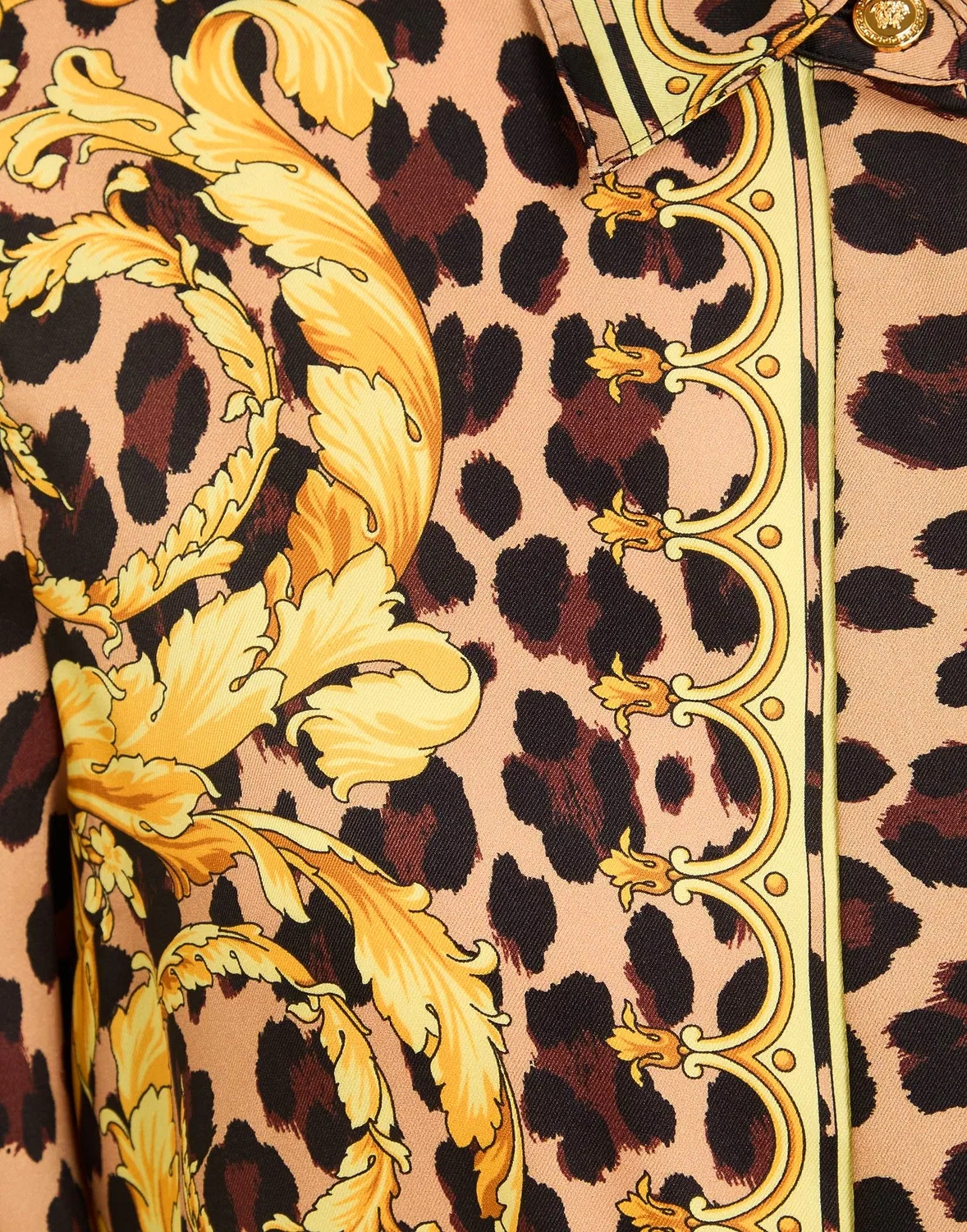Женское платье-рубашка из сатина с поясом Versace, бежевый — фото 4