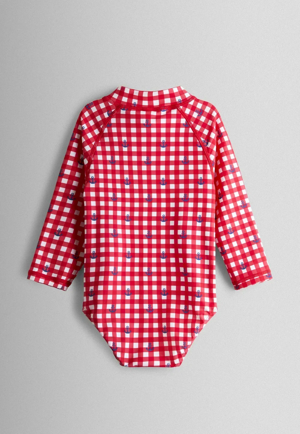 Купальник стандартного кроя с длинными рукавами Jojo Maman Bébé, Red Gingham Nautical — фото 2