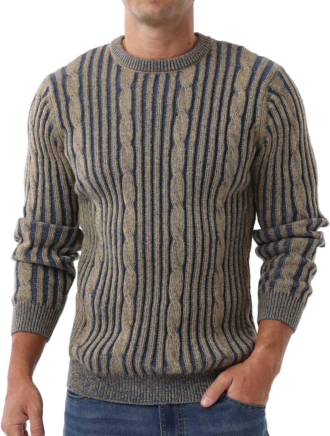 

Мужской свитер Askdeer с косой вязкой и резинкой