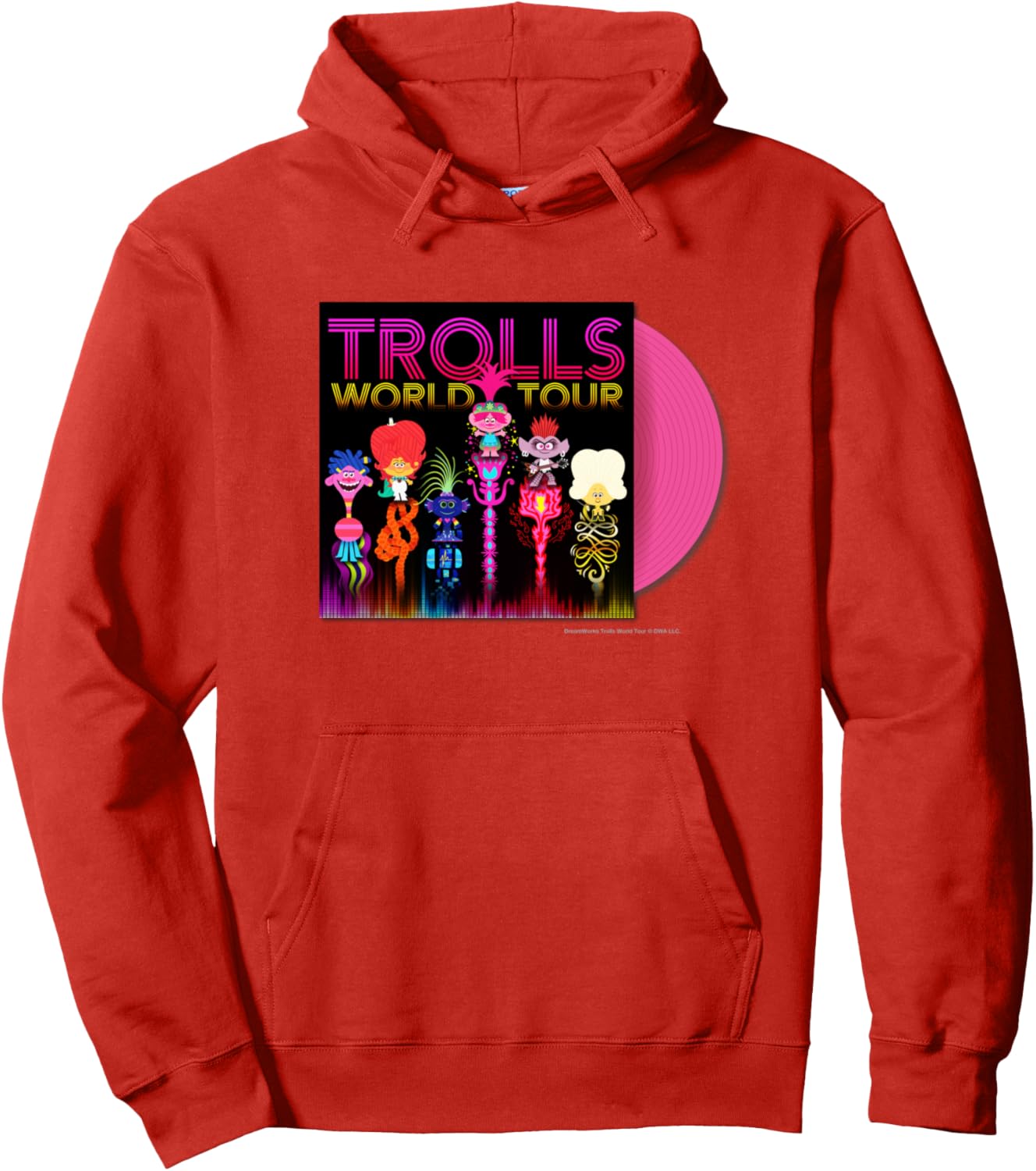 

Толстовка с надписью Тролли: Мировое турне Trolls, красный