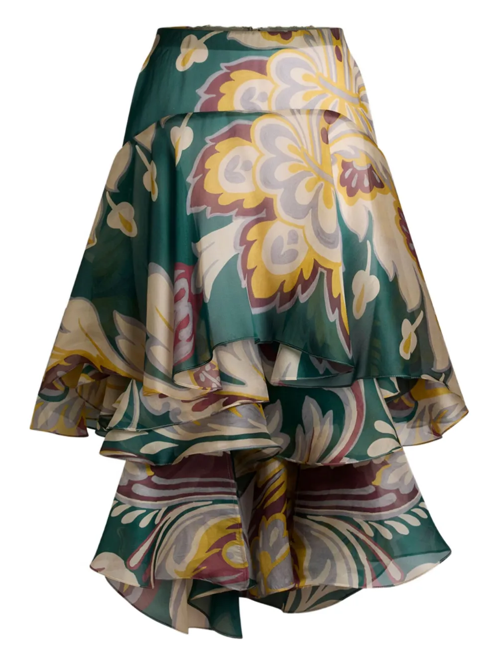 

Юбка асимметричного кроя с оборками ETRO, зеленый