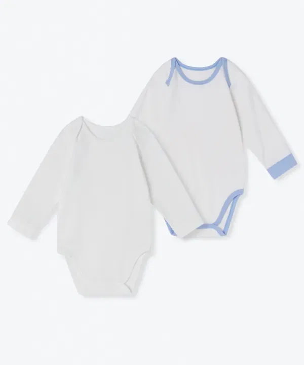Боди с длинным рукавом 2 шт, Baby Ringer, Musinsa Standard Kids, белый/голубой