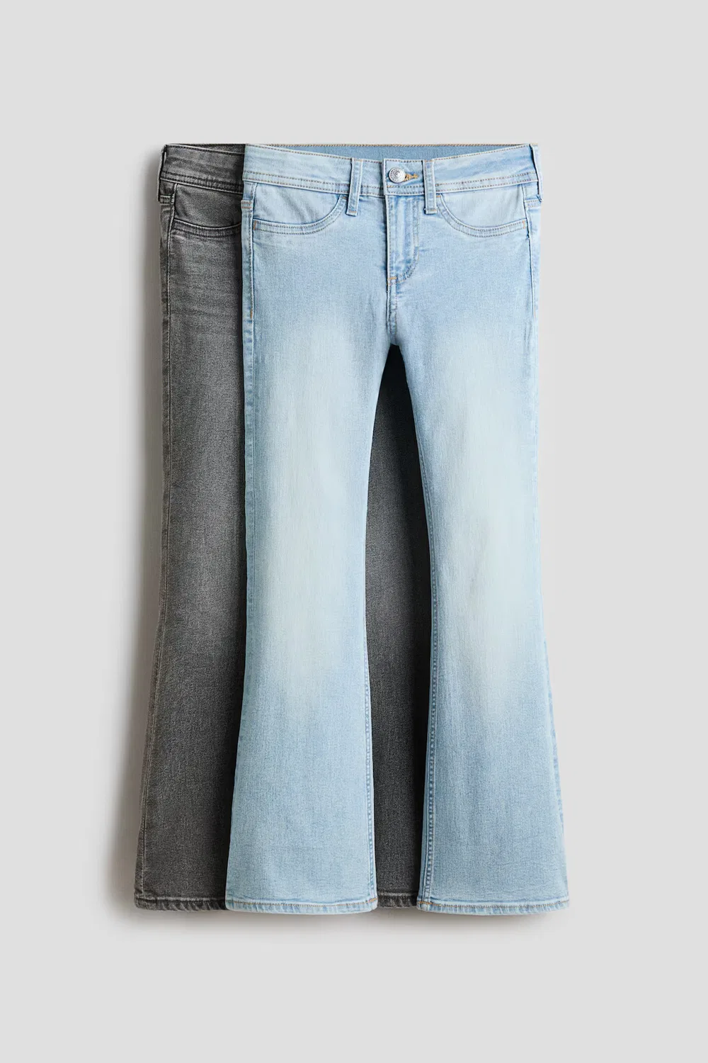 Комплект из 2 джинсов-клеш с низкой посадкой H&M, Denimgrau/Helles Denimblau
