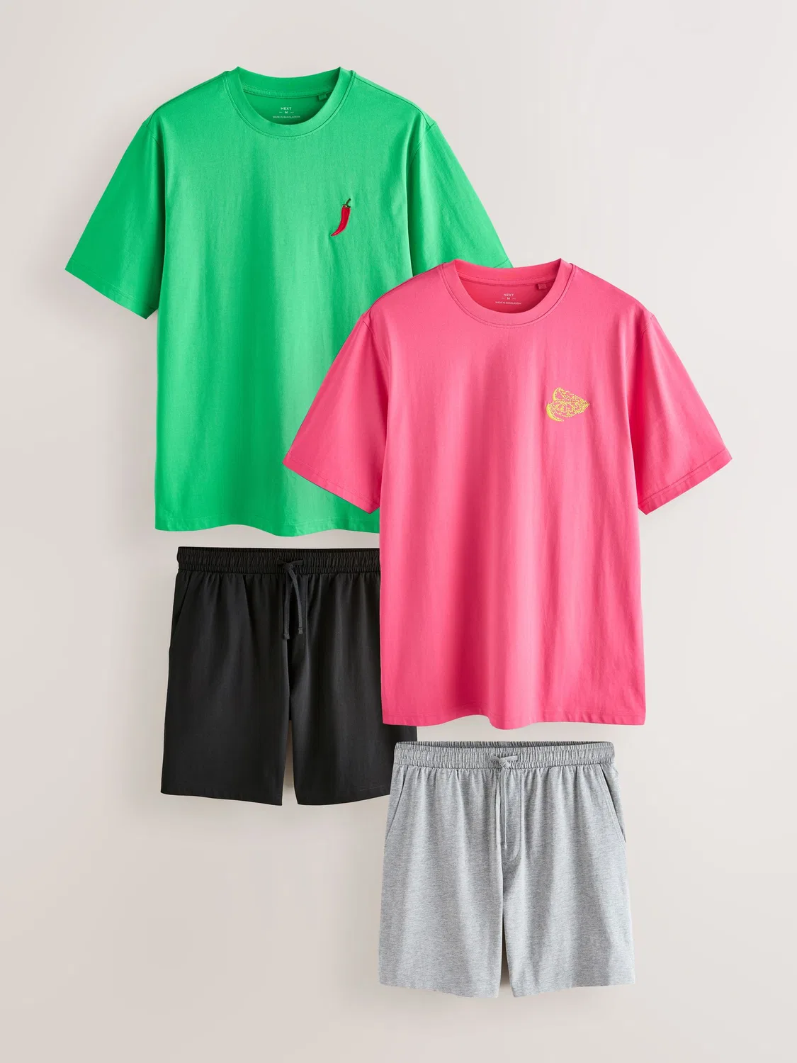 Пижама Next Green/Pink Fruit Graphic Short Sleeve Jersey Pyjamas Set 2 Pack, зеленый/розовый