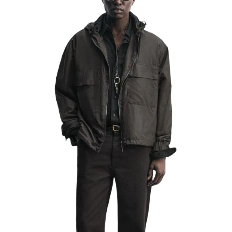 Мужская куртка с капюшоном Brown ZARA, Brown