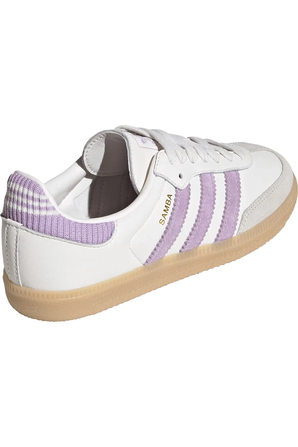 Детские кеды футбольные с низким профилем Samba OG adidas, Cloud White/Plum/Gum 3 — фото 2