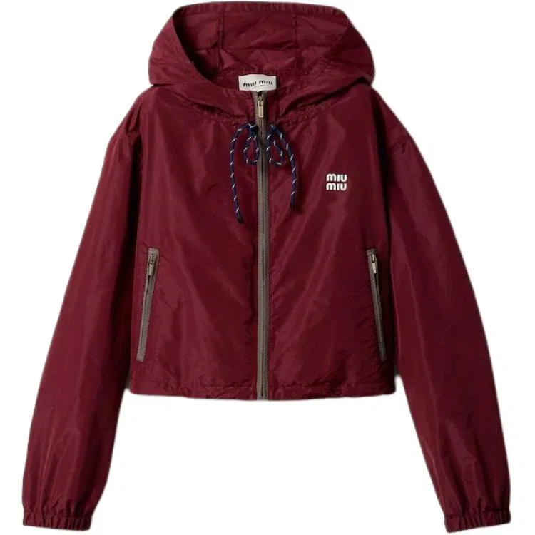 Куртка с капюшоном Miu Miu Logo-Rubberised Fuchsia