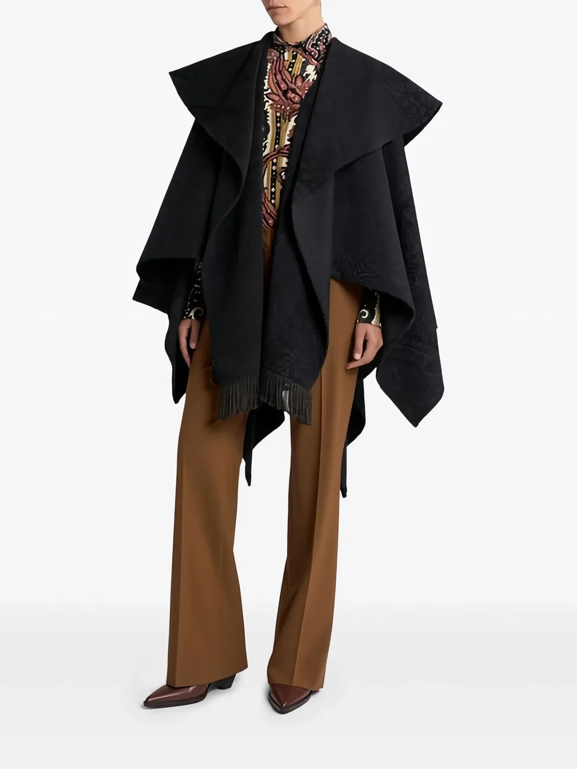 Кейп с жаккардовым узором в стиле пейсли ETRO, черный