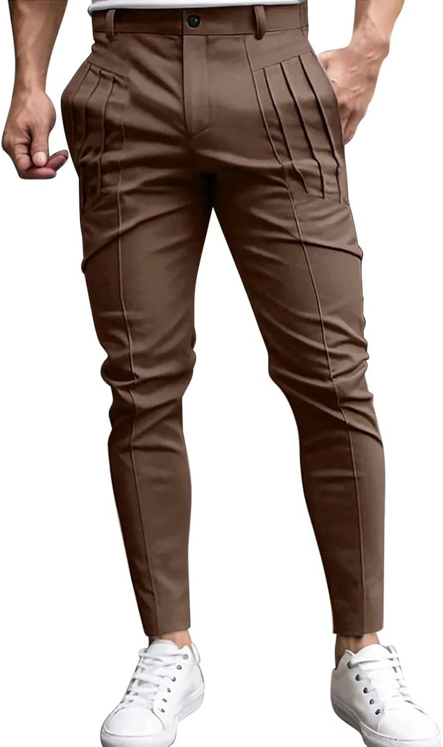 Мужские брюки карго с утяжкой, Slim Fit, кофе