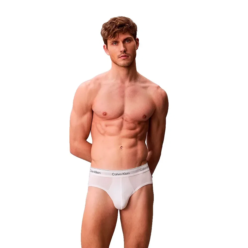 Комплект трусов-брифов Calvin Klein Icon Cotton Stretch 3 шт., черный/белый — фото 2