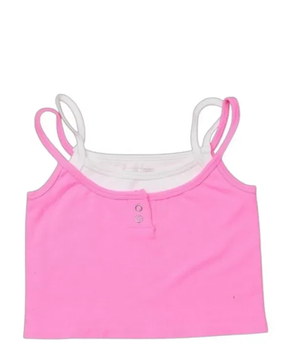 Детский топ для девочек с принтом Double Layer Crop Ribbed Cami w/ Snaps - Big Kid Malibu Sugar, Malibu Pink