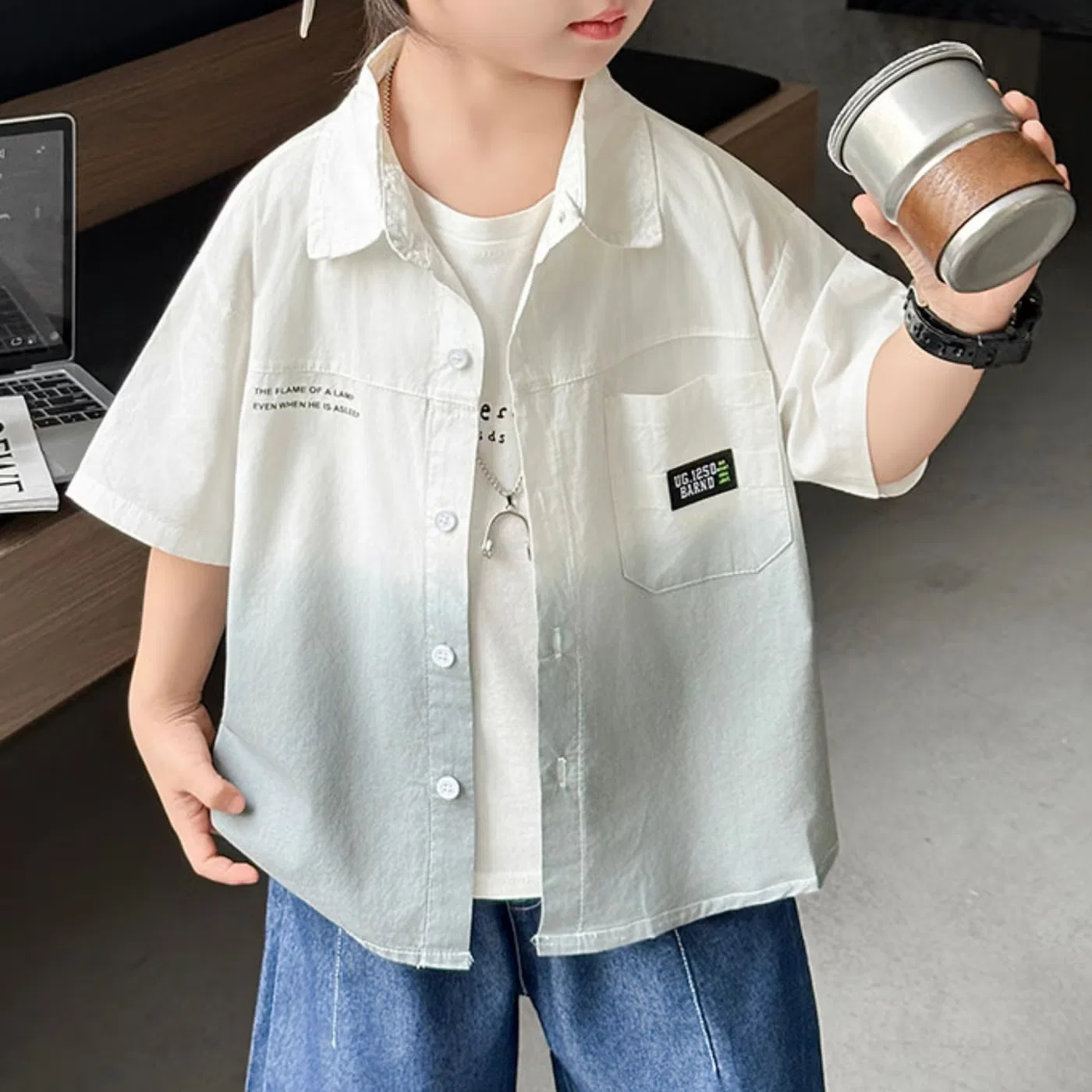 Рубашка с коротким рукавом с принтом тай-дай 2-11Years Chicpoint, белый