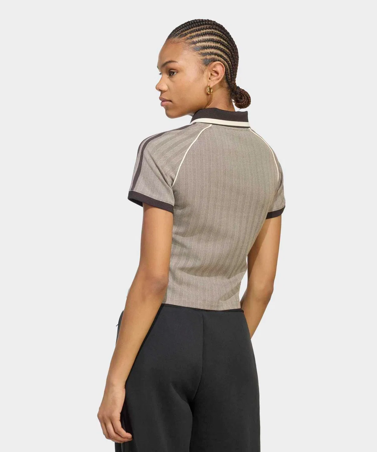 Женский поло-твид Slim Fit с принтом Adicolor Classics Adidas, Коричневый — фото 3