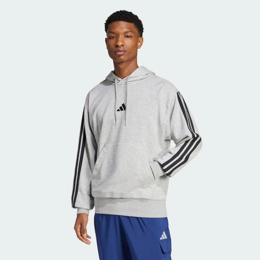 Худи из футера с длинным рукавом Sportswear JD1871 Essentials 3-Stripes French Terry Hoodie adidas, Серо-черный