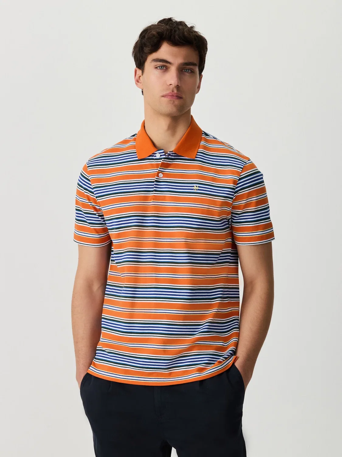 Поло с горизонтальными полосками, модель Orange Horizontal Striped Next, оранжевый — фото 3