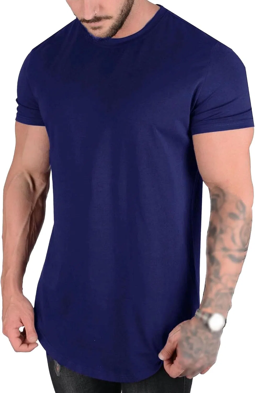 Мужская футболка с удлиненным кроем Cotton, Blue