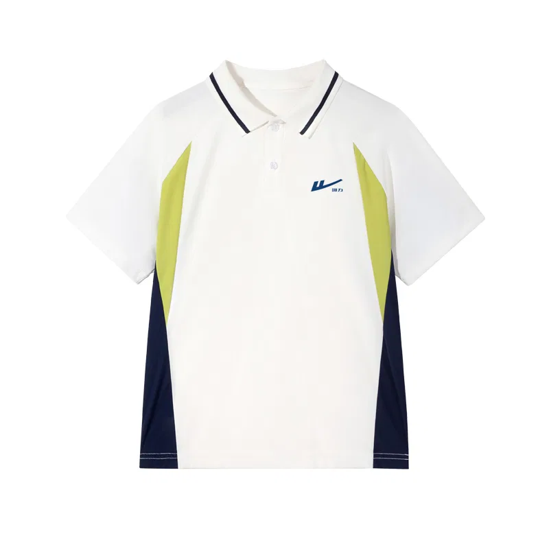 Детское поло для мальчиков с контрастной отделкой White With Silver Edge Blue Logo K WARRIOR