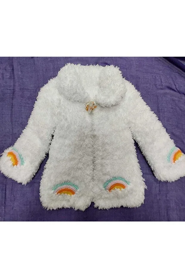 Детский кардиган с принтом Rainbow Baby Cardigan Begonvil Örgü Evi, White — фото 2