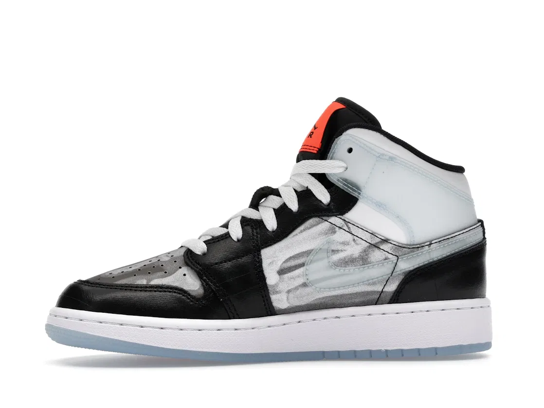 Детские кроссовки Lifestyle с принтом Jordan 1 Mid SS X-Ray Jordan, Black/Ice Blue-Total Crimson-White — фото 3