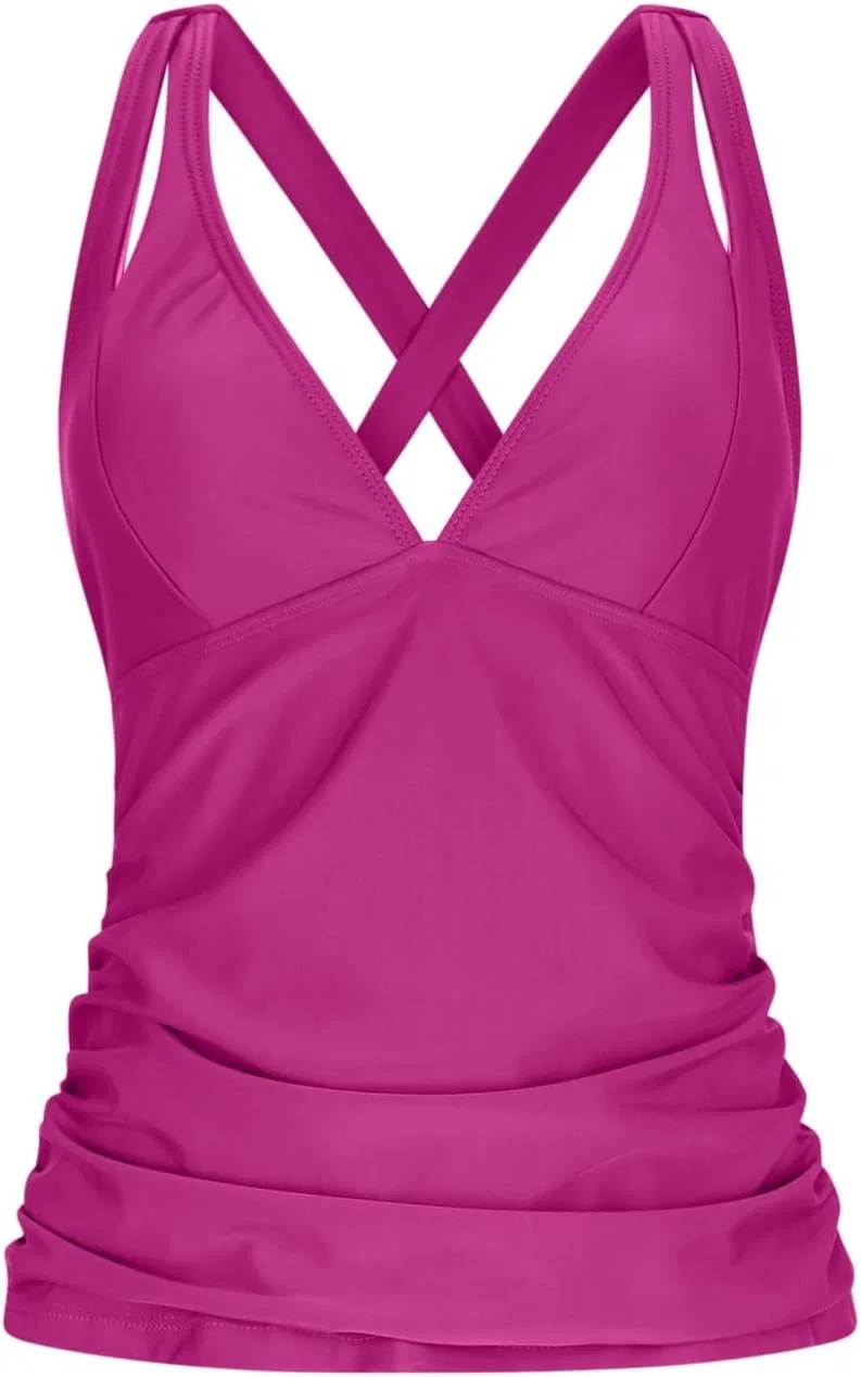 Женский танкини-комплект с утяжкой живота, бесшовный Generic, Hot Pink — фото 4