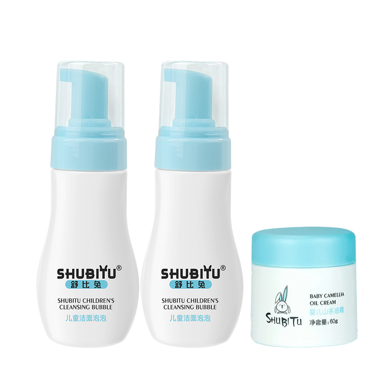 

Детский банный набор Shubitu, cleansing bubble 120ml*2 + camellia cream 60g*1