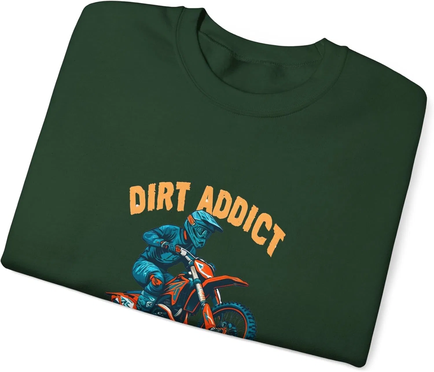 Толстовка Dirt Addict - унисекс, плотный флис, круглый вырез, Living for the Ride, подарок для мотоциклиста, одежда для байкеров, повседневная одежда GENERIC, зеленый — фото 3