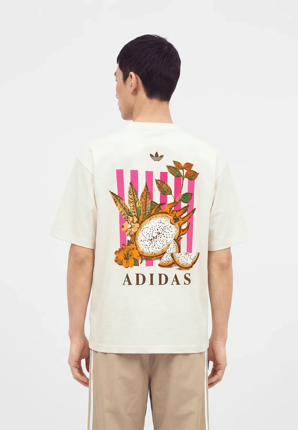 Новая футболка унисекс с полосатым принтом - футболка с принтом Adidas Originals, Off White — фото 3